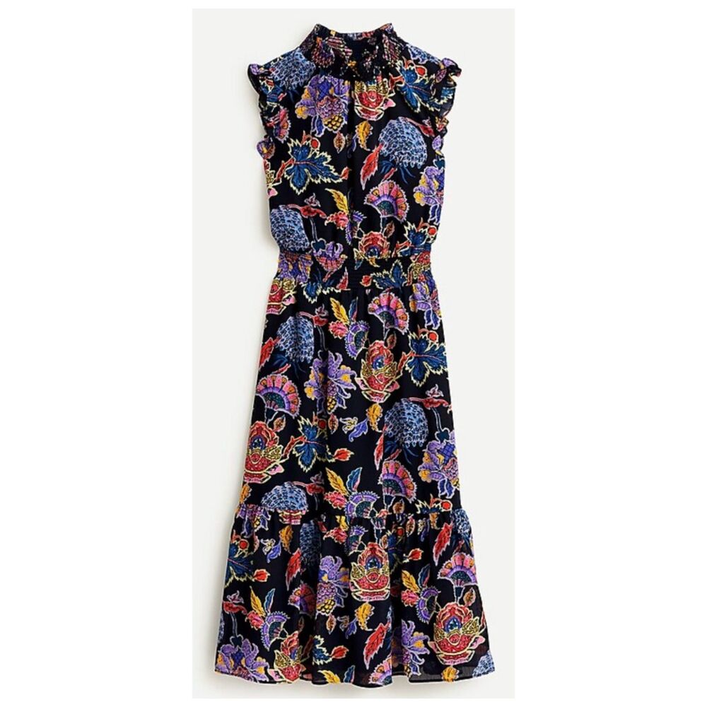 J.CREW Smocked-Waist Midi Dress In Paisley